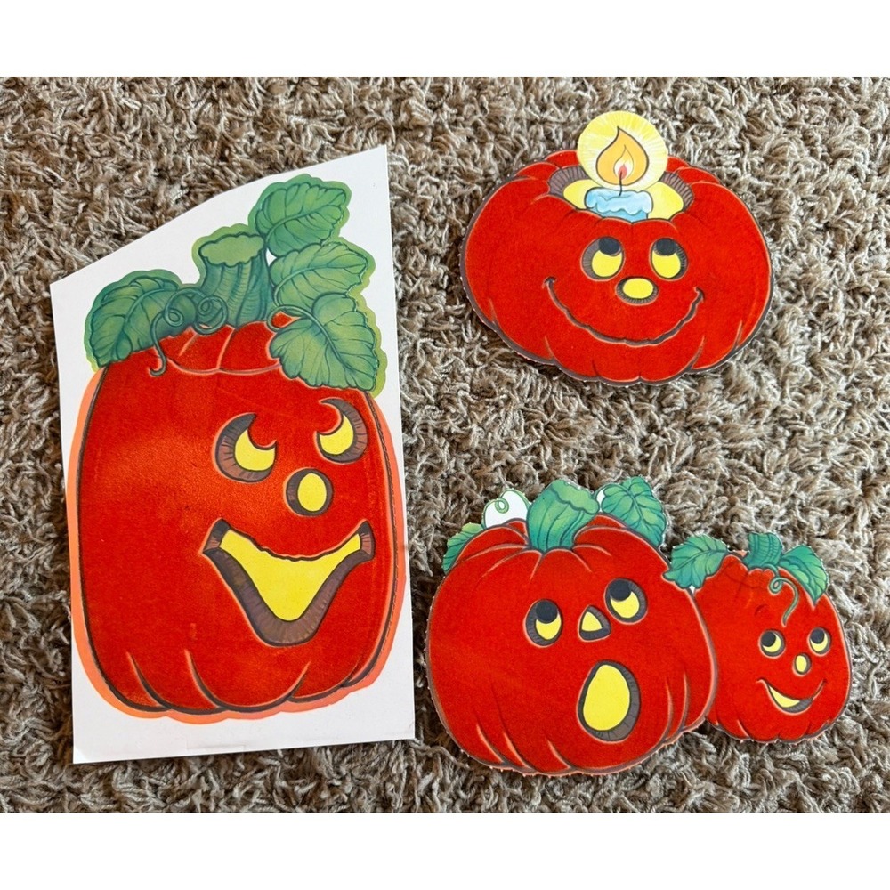 Vintage Halloween Fuzzy Die Cuts Wall Decor Lot of 12 - Picture 4 of 9